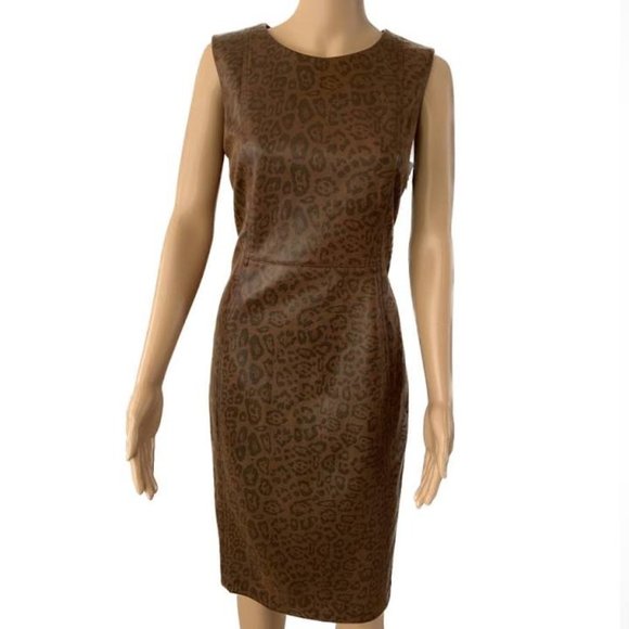 Calvin Klein Women's Metallic Animal Print Ruched Dress Gray Size 8